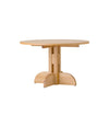 Puffin Dining Table, Round by Audo in natural oak with an oak veneer top, Ø120 cm, angled view – In Dubai by WSPR