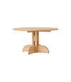 Puffin Dining Table, Round by Audo in natural oak with an oak veneer top, Ø140 cm, angled view – In Dubai by WSPR