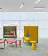 Rew Modular Sofa by Sancal in green and yellow in an office lounge, wide view – In Dubai by WSPR