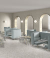 Rew Room by Sancal booths in pale grey in a restaurant – In Dubai by WSPR