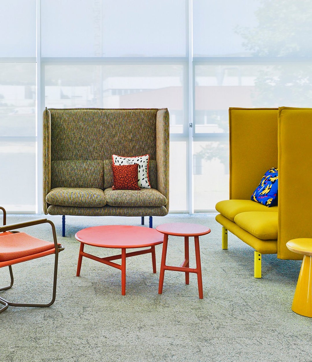 Rew Sofa by Sancal in green and yellow in an office lounge – In Dubai by WSPR