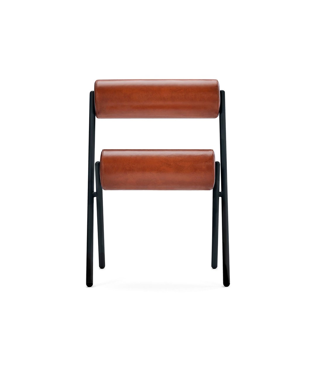 Roll Chair by Sancal in rust on a black frame, head-on – In Dubai by WSPR