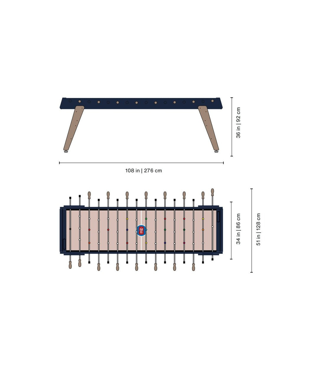 RS Max Foosball Table World Cup Edition by RS Barcelona in Steel Blue – view 3 – In Dubai by WSPR