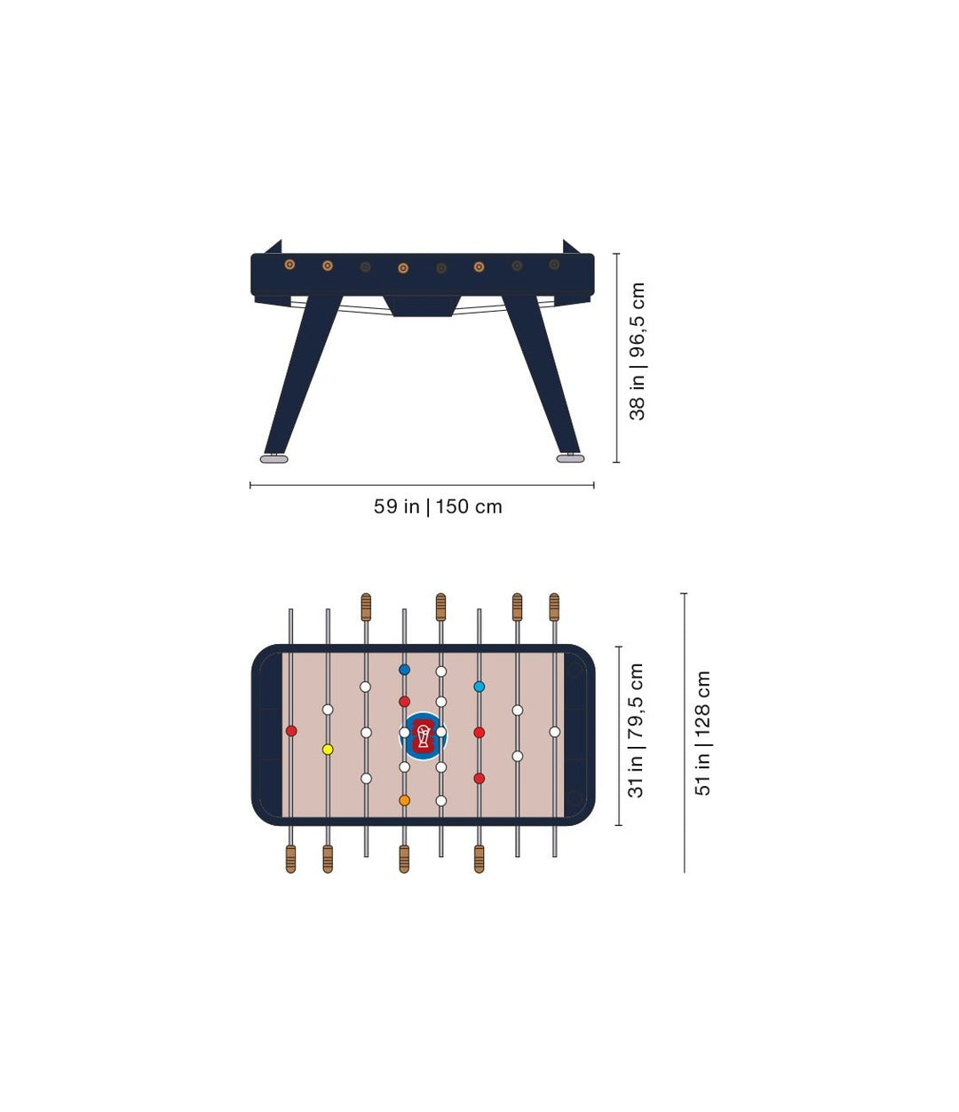 RS2 Foosball Table World Cup Edition by RS Barcelona in Steel Blue – view 3 – In Dubai by WSPR