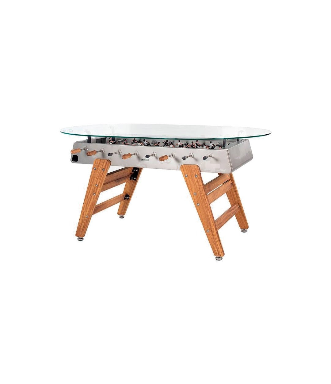 RS3 Wood Dining Foosball Table by RS Barcelona in Inox, Oval side view – In Dubai by WSPR