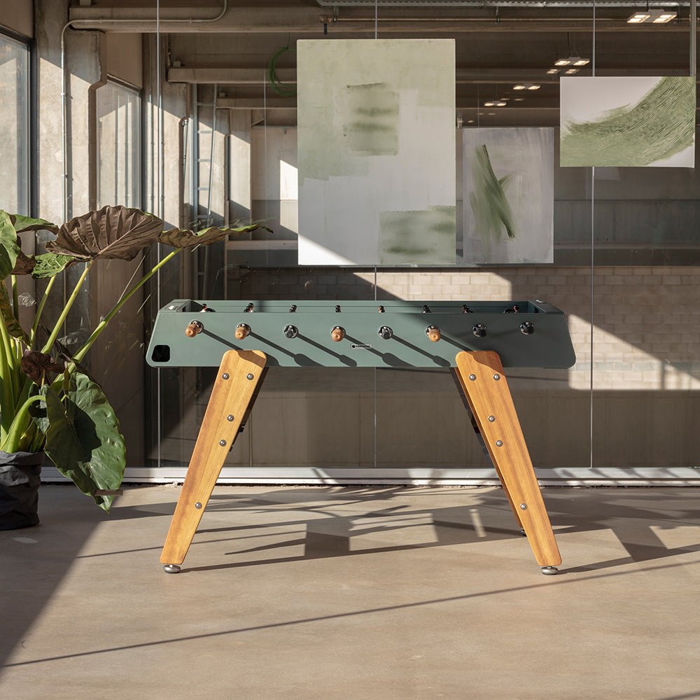RS3 Foosball Table by RS Barcelona with iroko wood legs in a styled interior – In Dubai by WSPR
