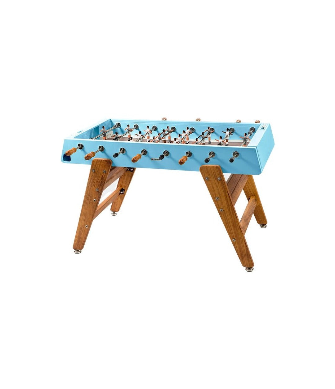 RS3 Foosball Table by RS Barcelona with iroko wood legs in Cool Blue – In Dubai by WSPR