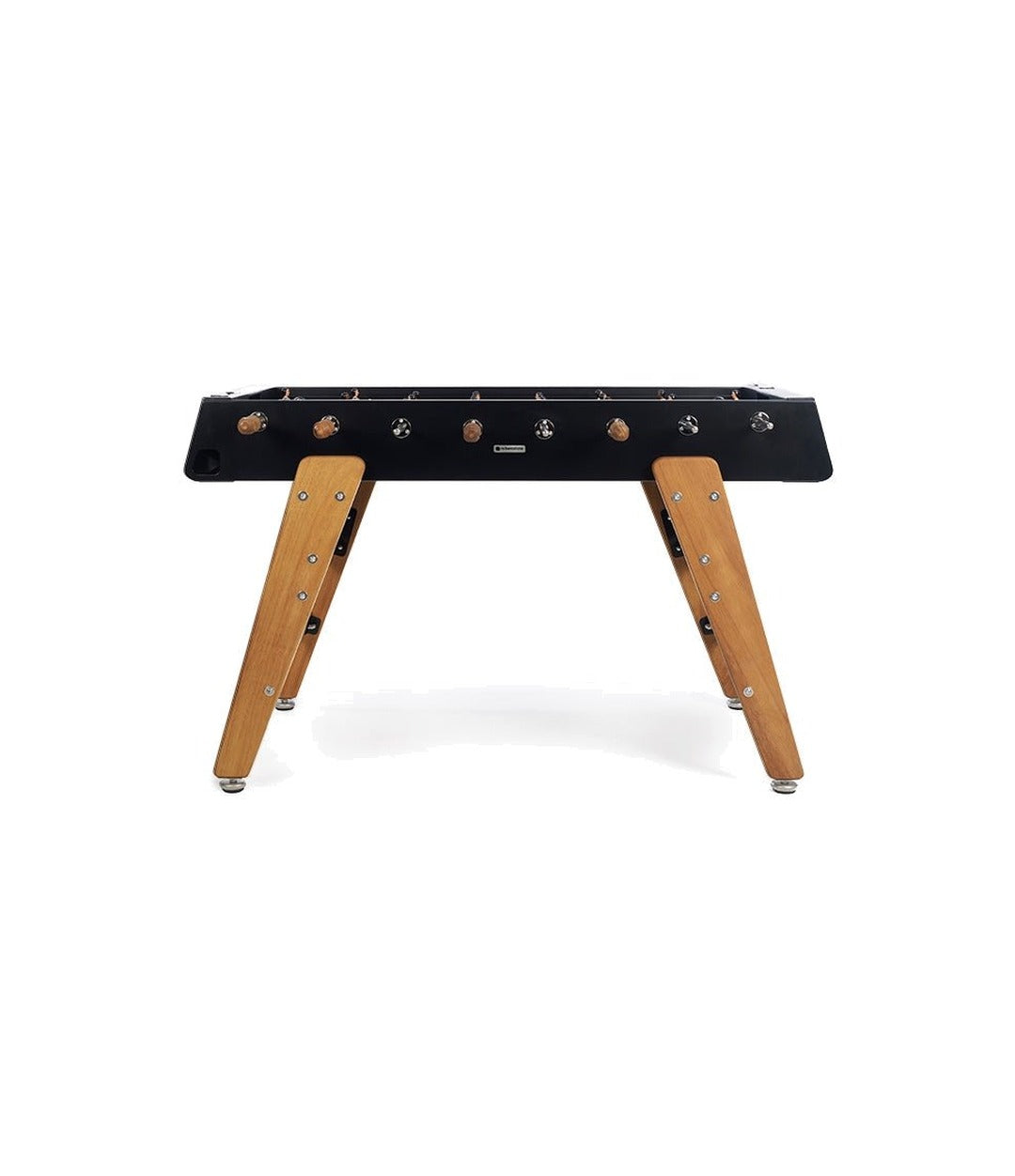 RS3 Foosball Table by RS Barcelona with iroko wood legs in Jet Black front view – In Dubai by WSPR
