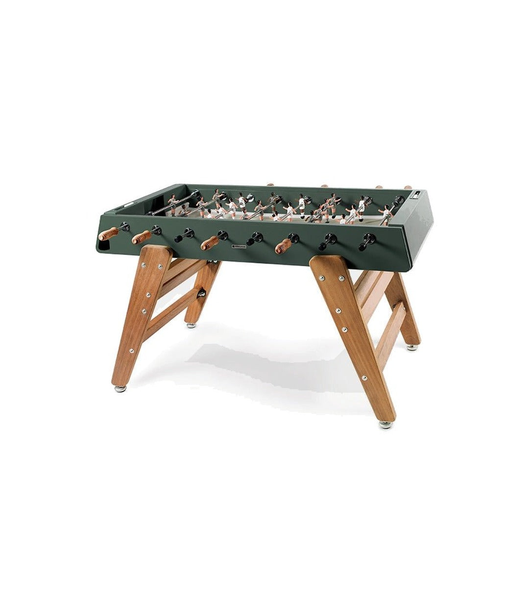 RS3 Foosball Table by RS Barcelona with iroko wood legs in Nordic Green – In Dubai by WSPR