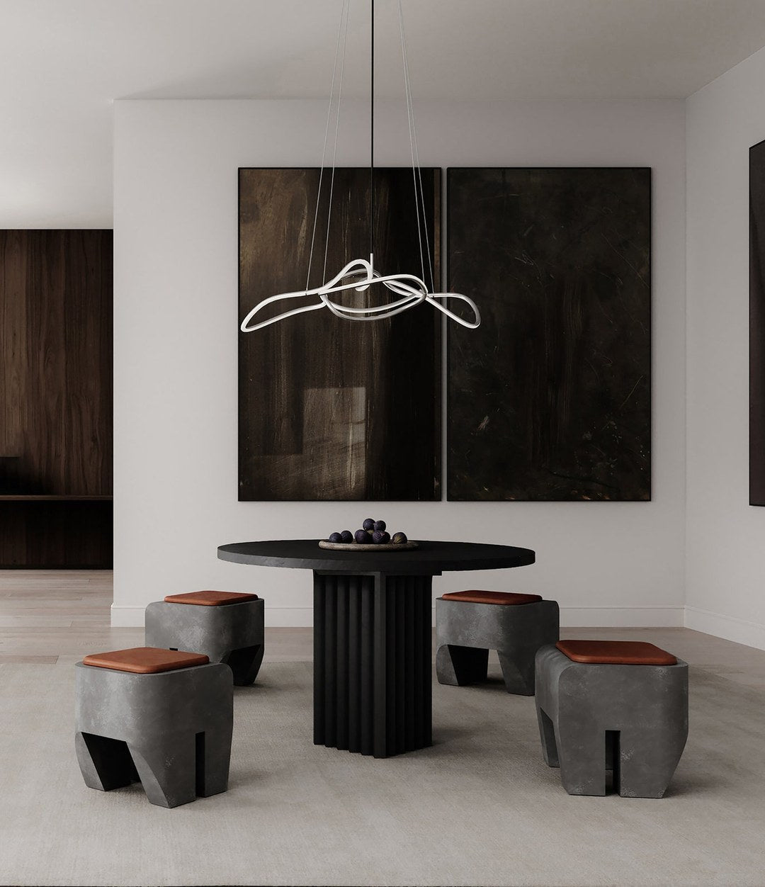 Sculpt Stool Cushion by 101 Copenhagen in Leather in a styled interior, view 3 – In Dubai by WSPR