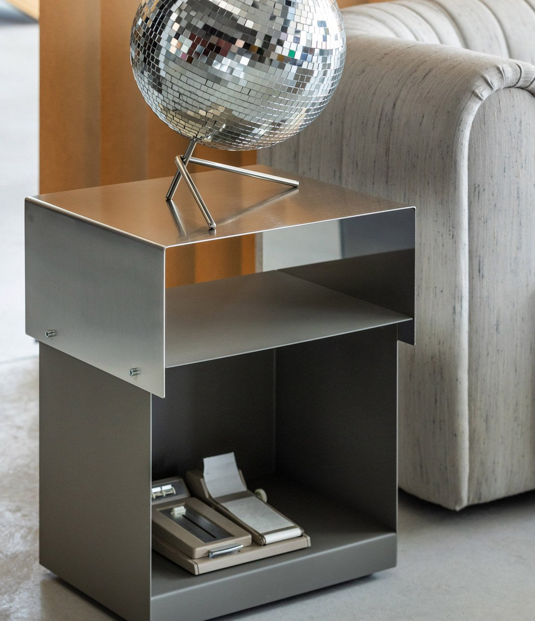 Seta Trolley by Sancal with Stainless Steel Top styled by a sofa – In Dubai by WSPR