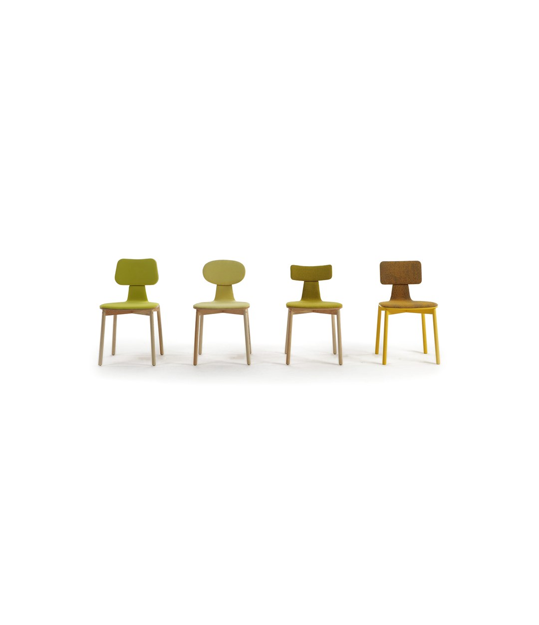 Silla40 Chair by Sancal four backs in green and ochre – In Dubai by WSPR