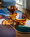 Soda Coffee Table by Miniforms styled in amber blown glass on a patterned rug – In Dubai by WSPR