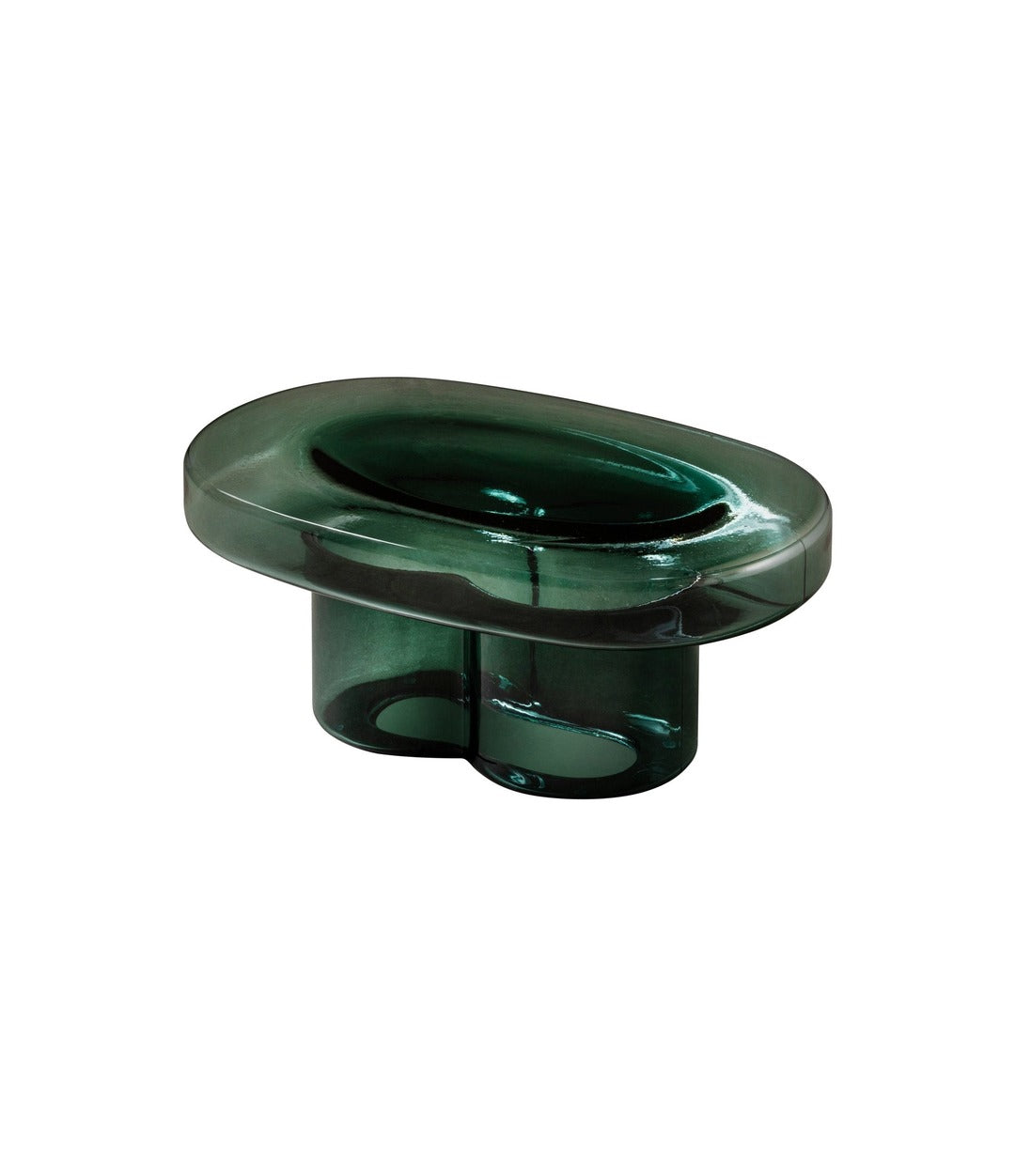 Soda Oval Coffee Table by Miniforms in Petrol Green glass – In Dubai by WSPR