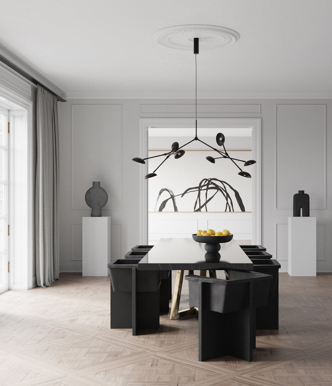 Sphere Vase Bubl, Hexa by 101 Copenhagen in Dark Grey in a styled interior – In Dubai by WSPR