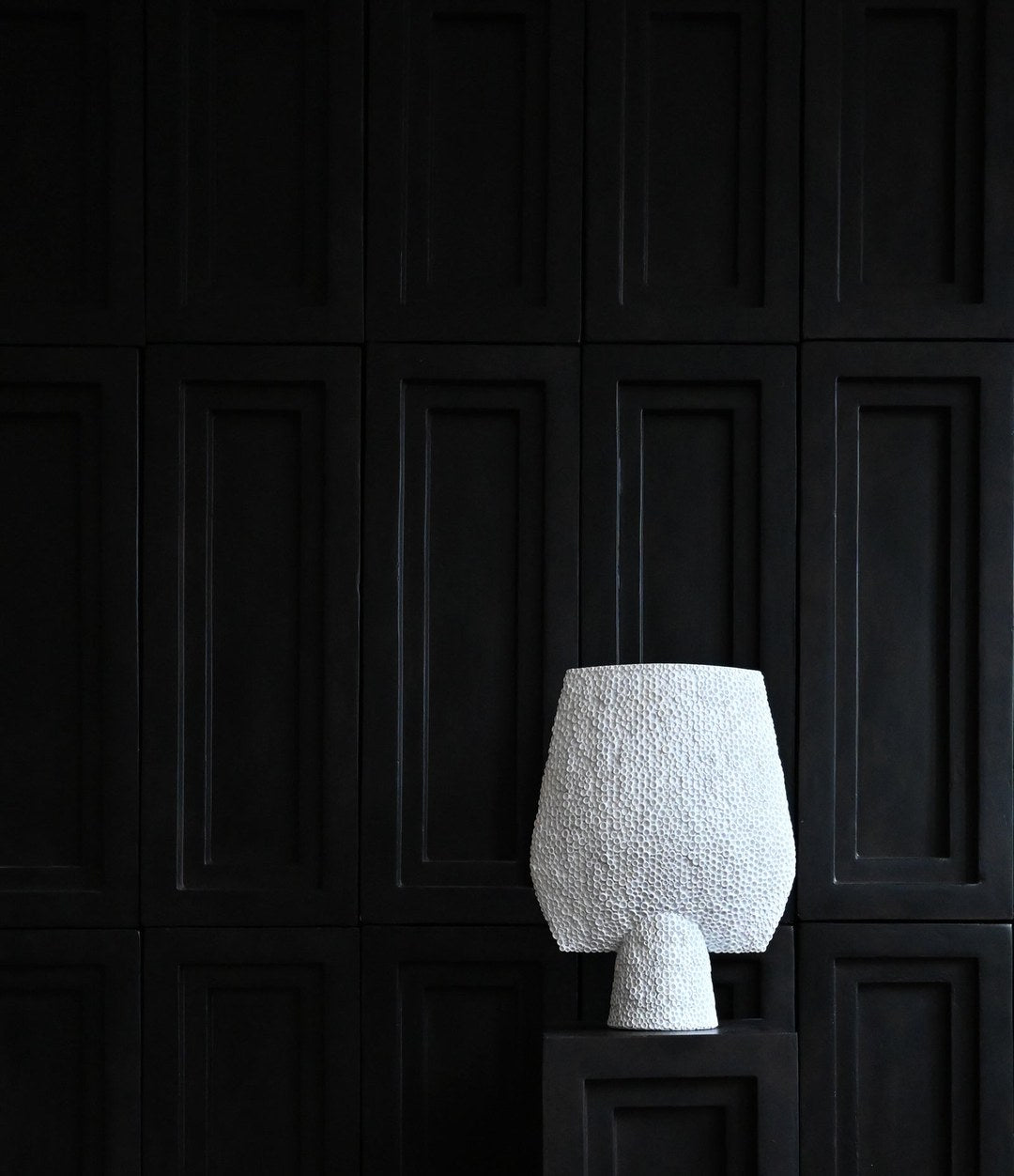 Sphere Vase Square Shisen, Big by 101 Copenhagen in Bone White in a styled interior – In Dubai by WSPR