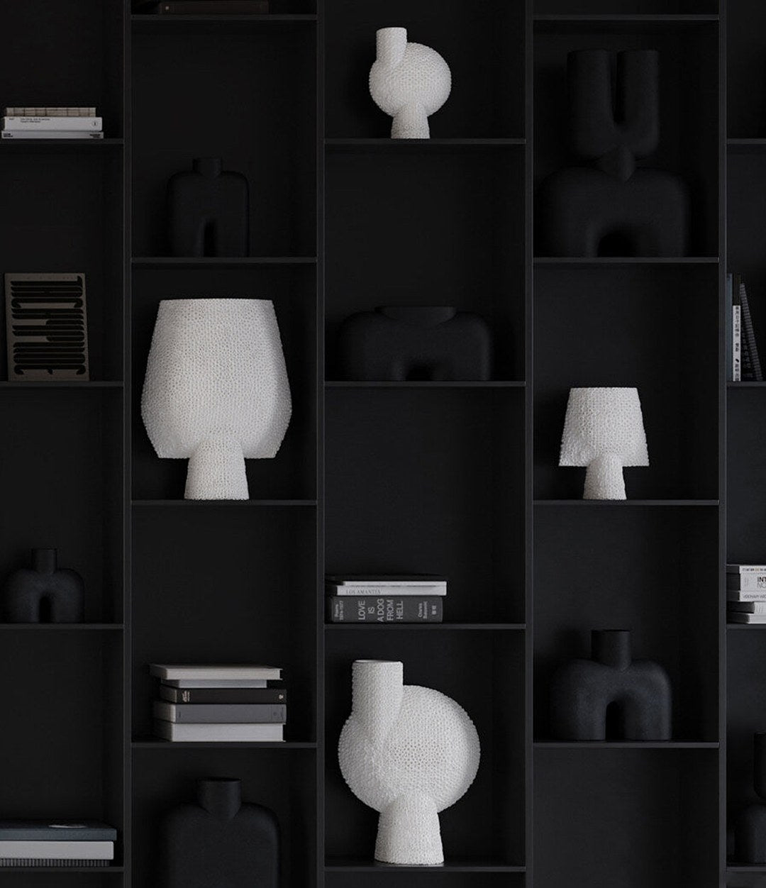 Sphere Vase Square Shisen, Big by 101 Copenhagen in Bone White in a styled interior, view 3 – In Dubai by WSPR