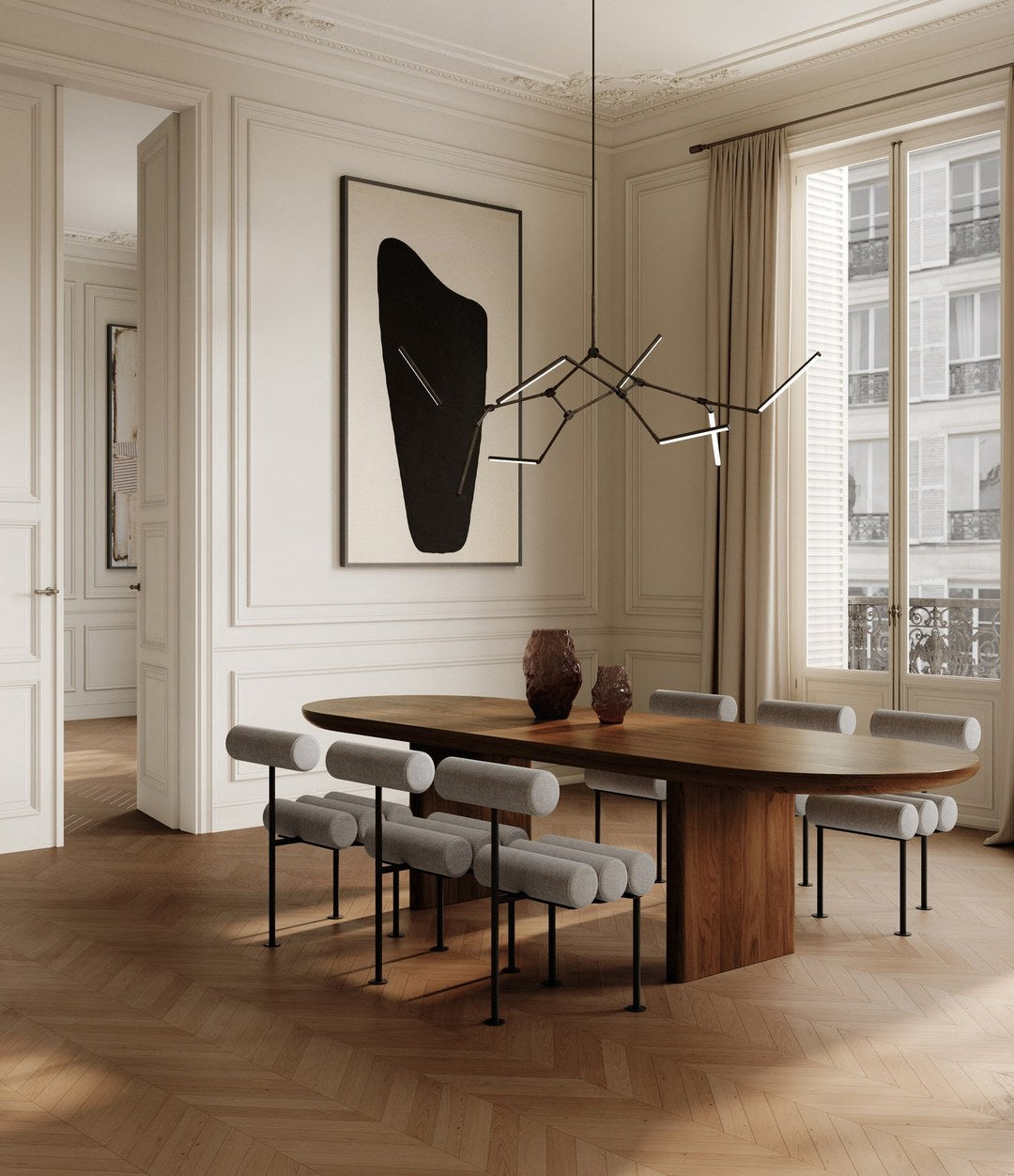 Stick Chandelier by 101 Copenhagen in Bronze in a styled interior, view 2 – In Dubai by WSPR