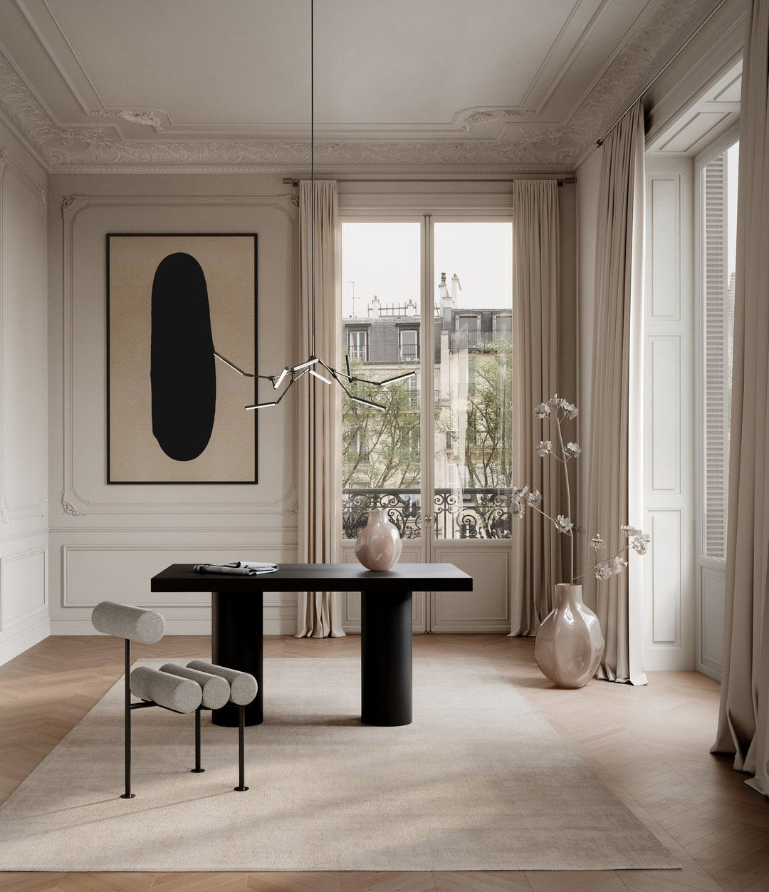 Stick Chandelier, Mini by 101 Copenhagen in Bronze in a styled interior – In Dubai by WSPR