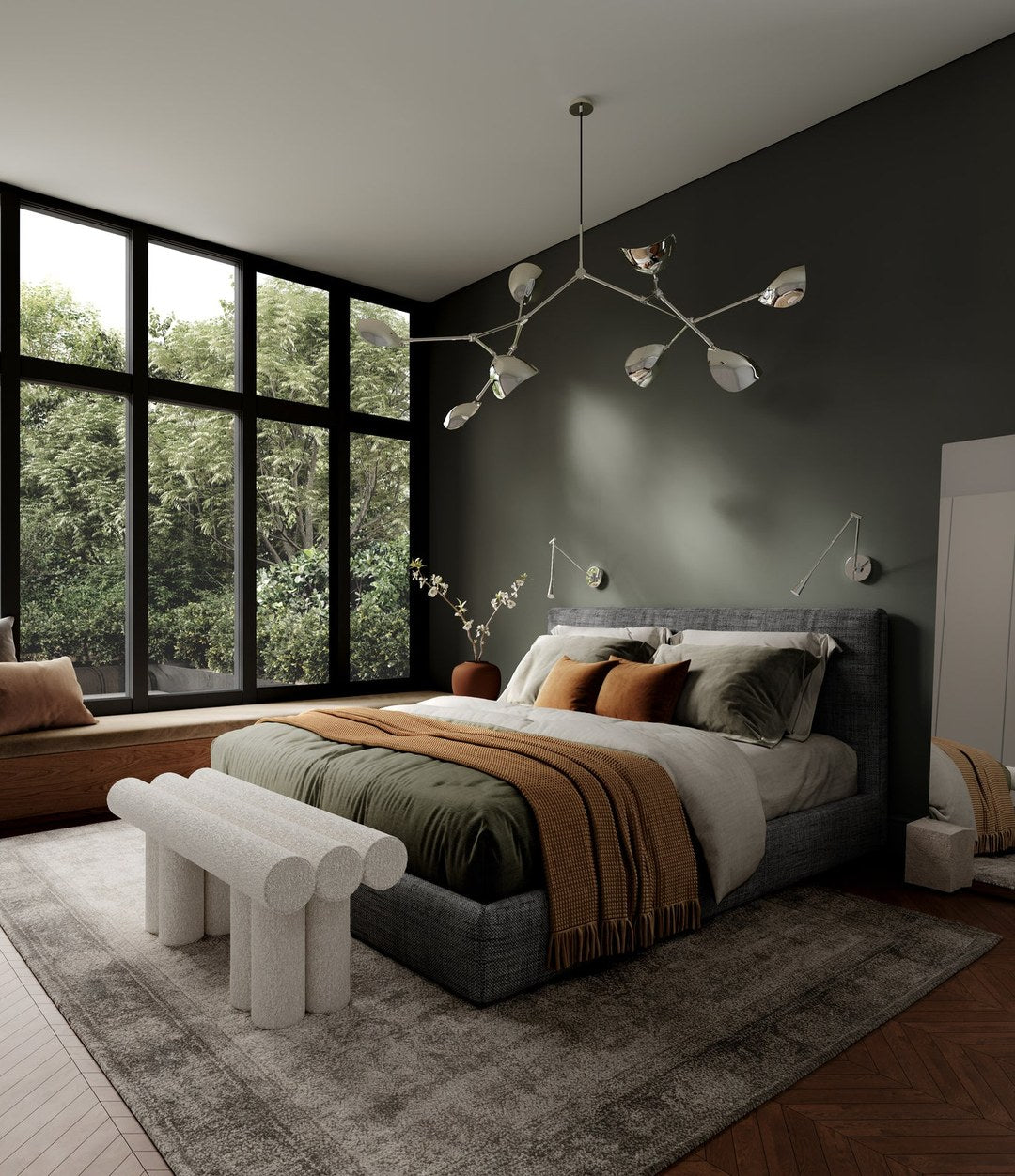 Stingray Chandelier by 101 Copenhagen in Chrome in a styled interior, view 2 – In Dubai by WSPR