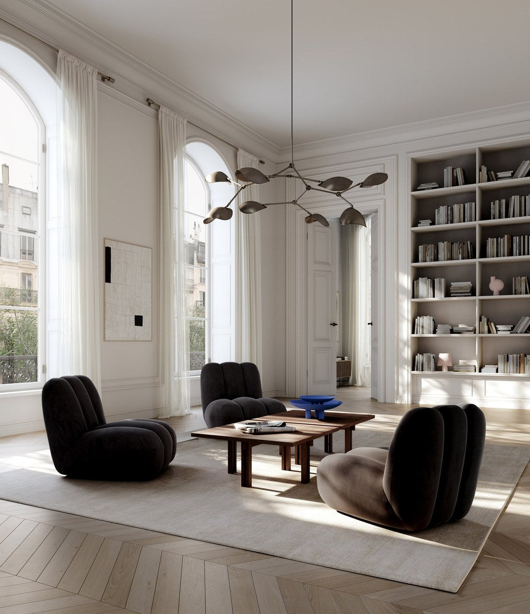 Stingray Chandelier by 101 Copenhagen in Bronze (5m) in a styled interior – In Dubai by WSPR