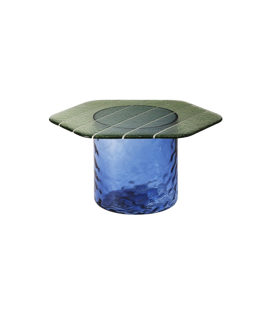 Striche coffee table by Miniforms in Menta top and Blu base, low – In Dubai by WSPR