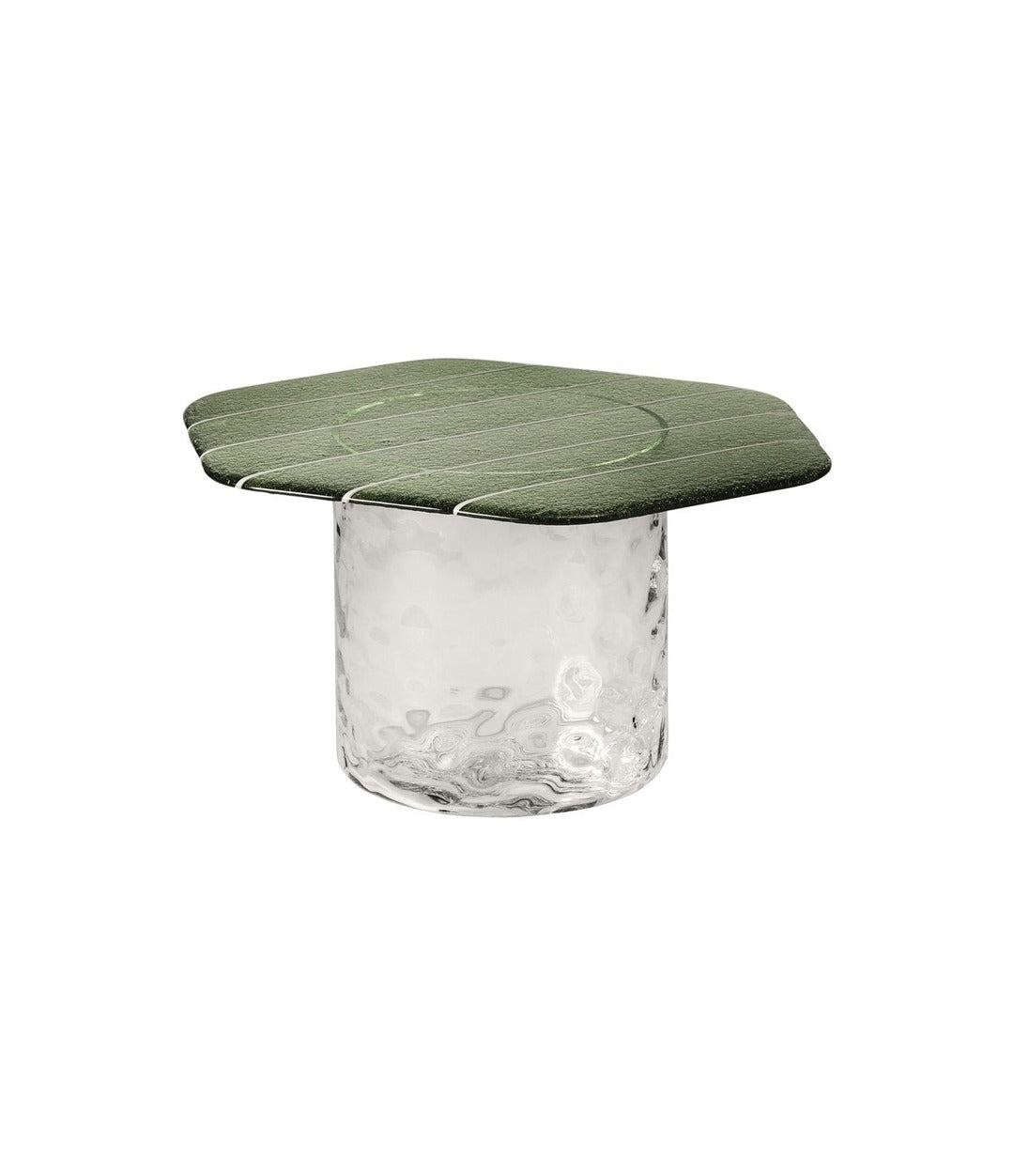 Striche coffee table by Miniforms in Menta top and Cristallo base, low, alternate angle – In Dubai by WSPR