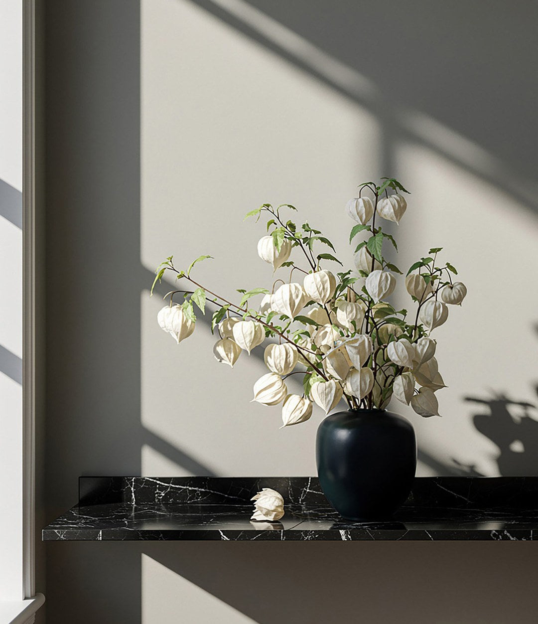 Sunao Vase, Mini by 101 Copenhagen in Dark Green in a styled interior – In Dubai by WSPR