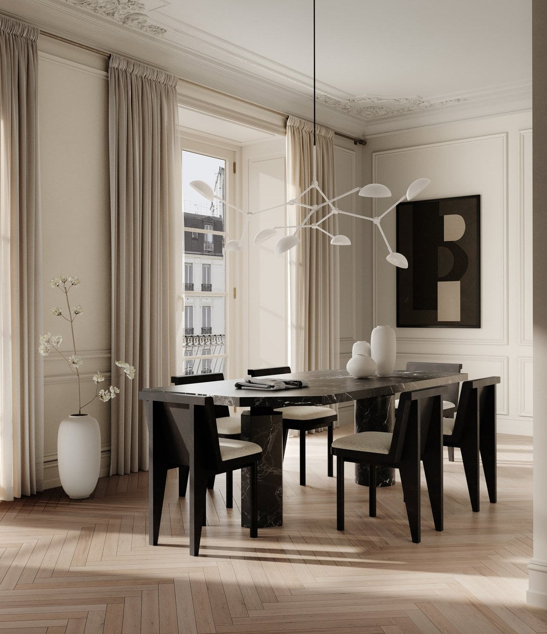Sunao Vase Slim, Big by 101 Copenhagen in Birch in a styled interior – In Dubai by WSPR