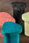 Superpop Coffee Table by Miniforms in black, red and green speckled finishes, close view of the tops – In Dubai by WSPR