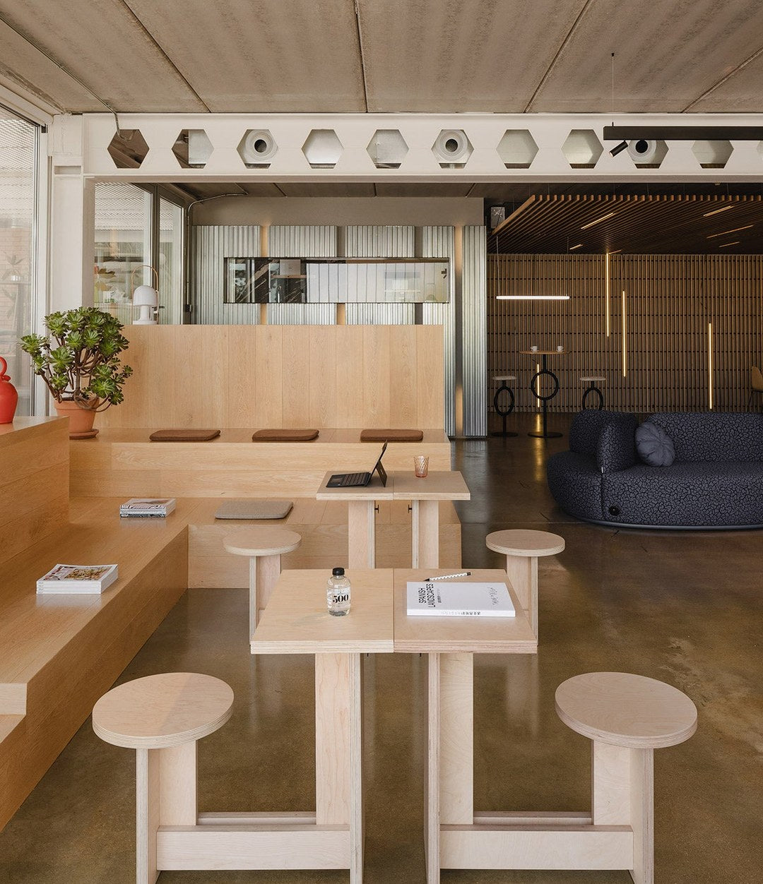 Suricata Desk by Sancal in natural in a canteen – In Dubai by WSPR