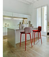 Tea Stool by Sancal in red in a bright kitchen – In Dubai by WSPR