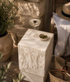 Temple Coffee Table, Tall by 101 Copenhagen in Limestone in a styled interior – In Dubai by WSPR