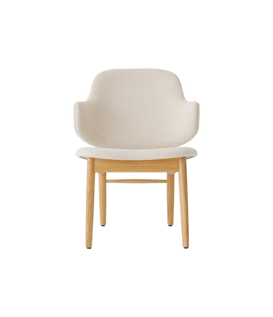 Penguin Wooden Lounge Chair by Audo in natural oak, fully upholstered, front view – In Dubai by WSPR