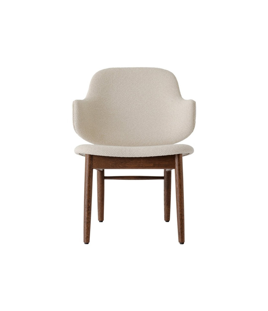 Penguin Wooden Lounge Chair by Audo in red stained oak, fully upholstered, front view – In Dubai by WSPR