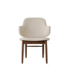 Penguin Wooden Lounge Chair by Audo in red stained oak, fully upholstered, front view – In Dubai by WSPR