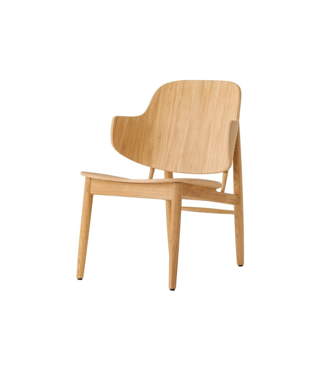 Penguin Wooden Lounge Chair by Audo in natural oak, angled view – In Dubai by WSPR