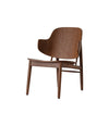 Penguin Wooden Lounge Chair by Audo in red stained oak, angled view – In Dubai by WSPR