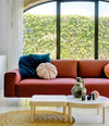Tiptoe Sofa by Sancal in terracotta in a bright living room – In Dubai by WSPR