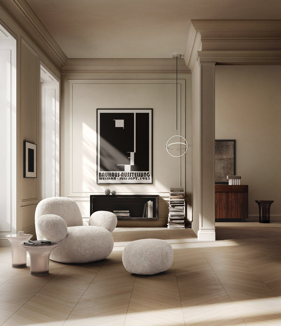 Toe Armchair Flat by 101 Copenhagen in Sheepskin in a styled interior – In Dubai by WSPR