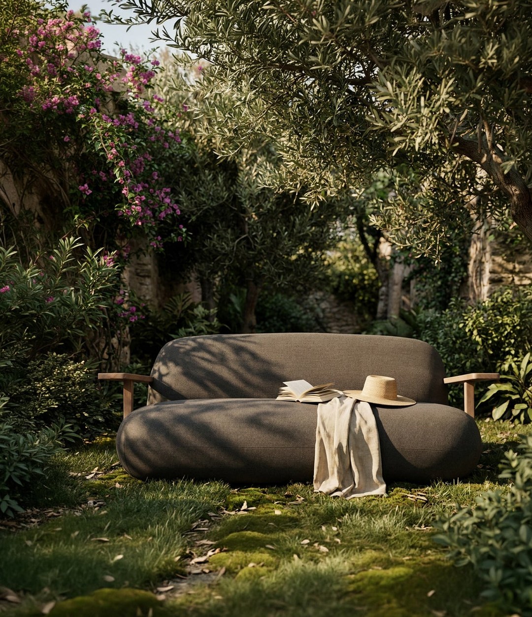 Toe Sofa by 101 Copenhagen in Teak / Stone Gray in a styled interior – In Dubai by WSPR