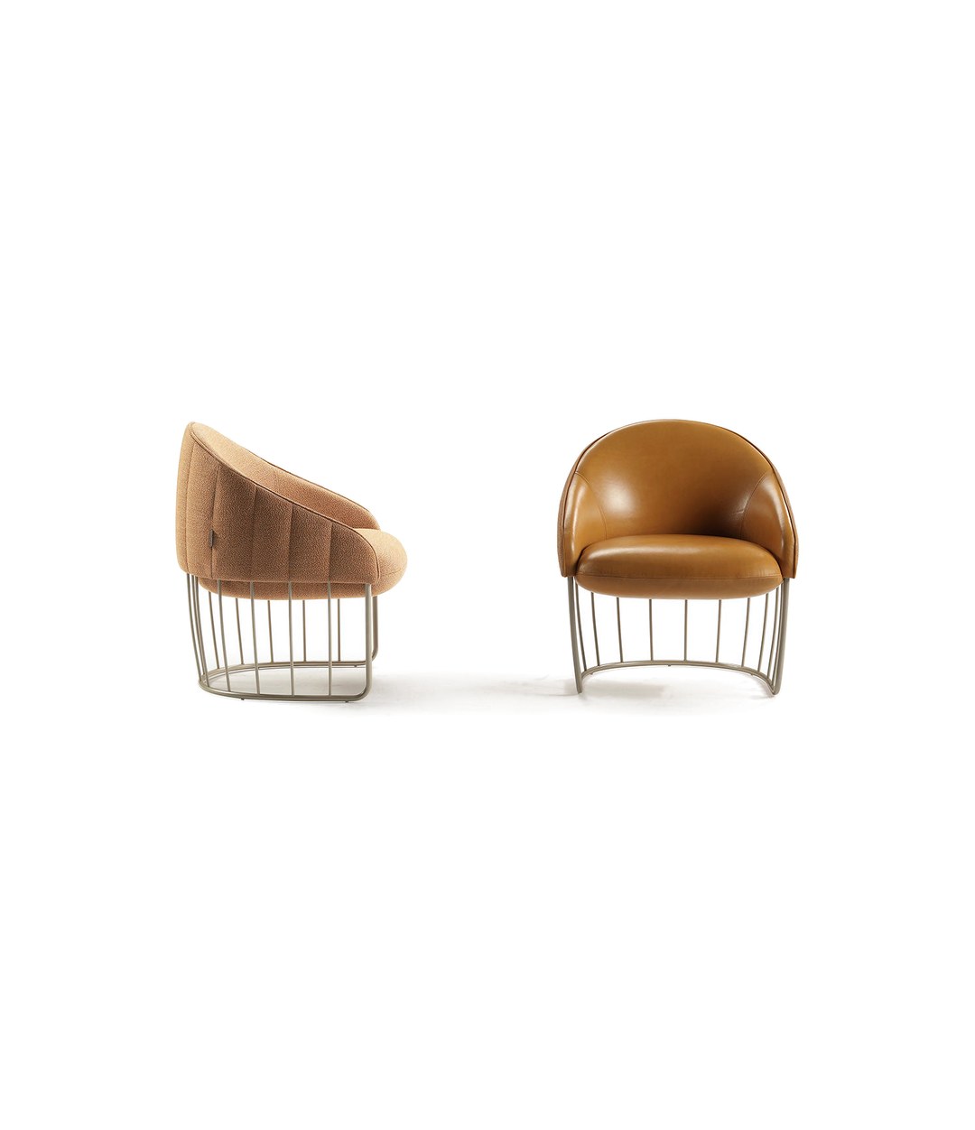 Tonella Lounge Chair by Sancal in tan fabric and cognac leather – In Dubai by WSPR