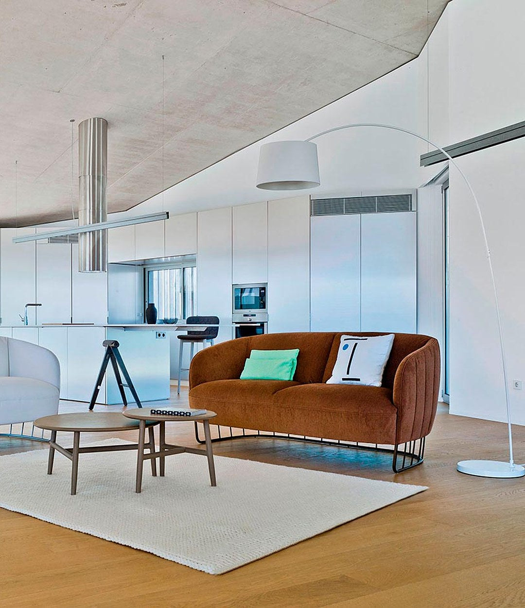 Tonella Sofa by Sancal in brown velvet in an open living room – In Dubai by WSPR