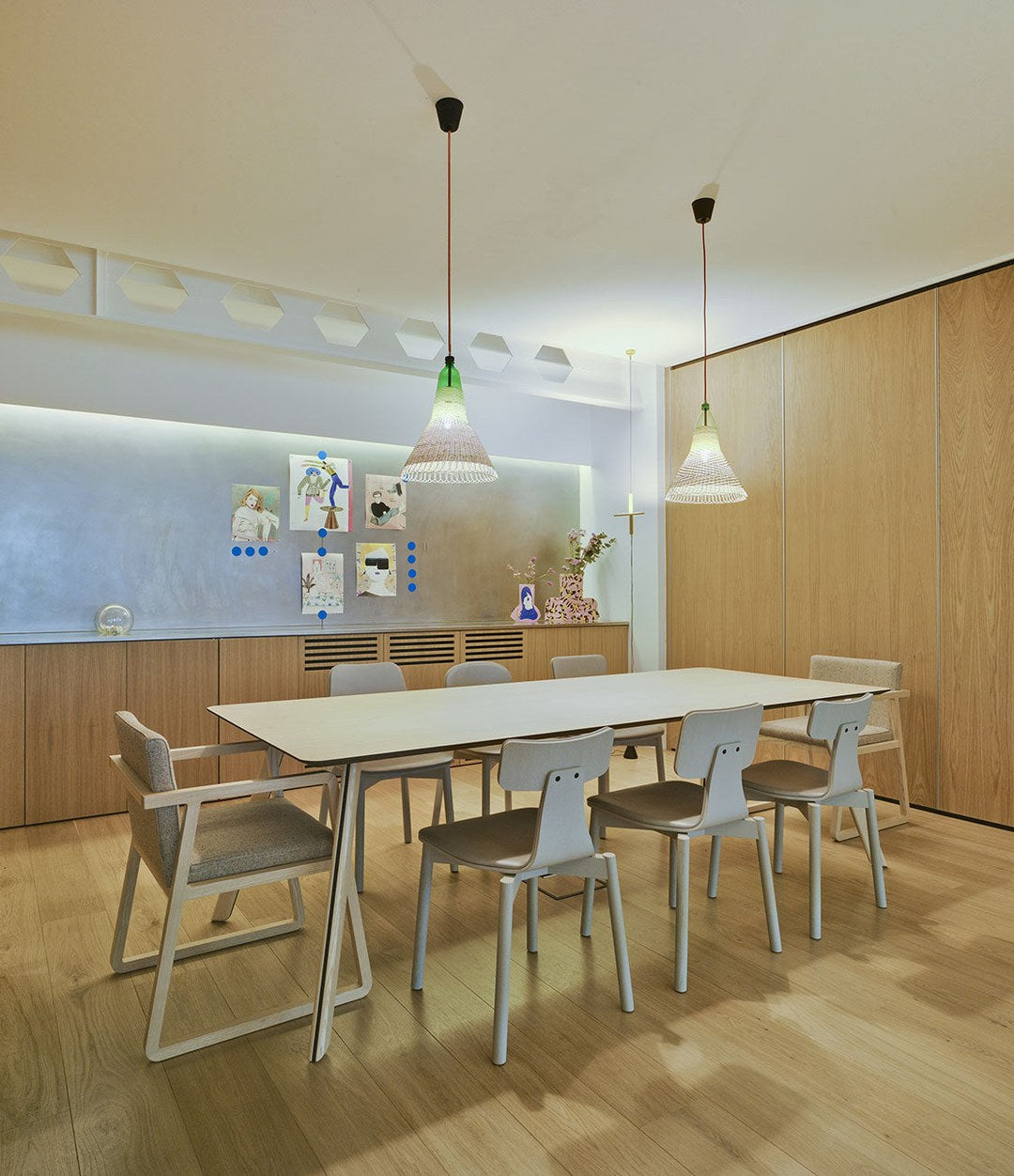Tortuga Dining Table by Sancal long table in natural ash in a dining room – In Dubai by WSPR