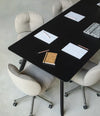 Tortuga Dining Table by Sancal in black, detail with office chairs – In Dubai by WSPR
