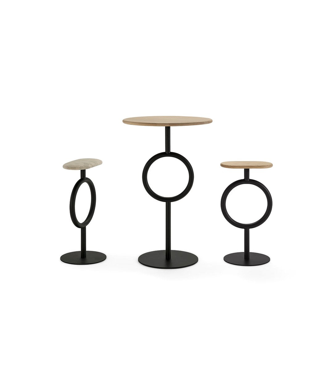 Totem Stool by Sancal stools and table in black and oak – In Dubai by WSPR