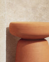 Tototò Coffee Table by Miniforms in natural terracotta, detail of the top and base – In Dubai by WSPR