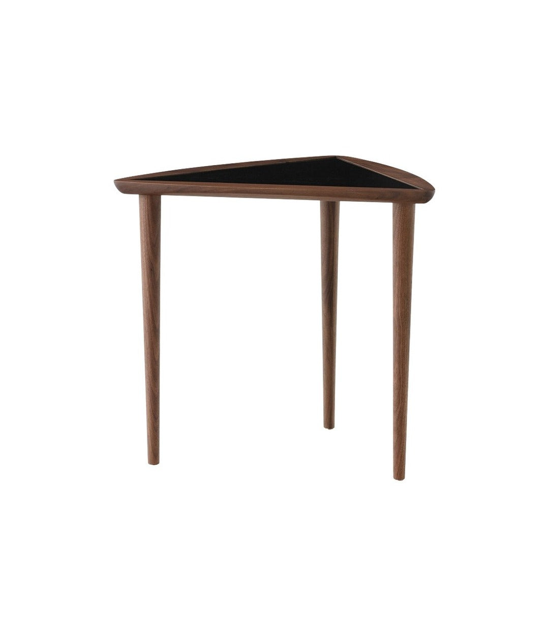 Umanoff Nesting Side Table by Audo in walnut with a black laminate top, angled view – In Dubai by WSPR