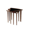 Umanoff Nesting Side Table by Audo in walnut with black, burgundy and Fog tops, three tables stacked – In Dubai by WSPR