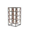 Umanoff Wine Rack by Audo in black powder coated steel with leather, angled view – In Dubai by WSPR